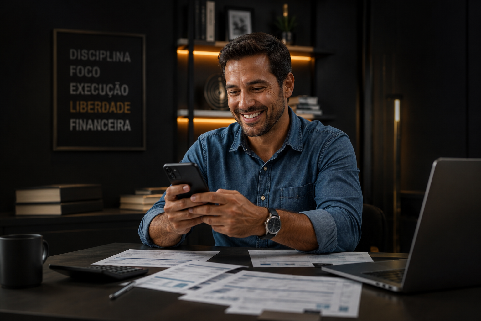 Pessoa organizando finanças